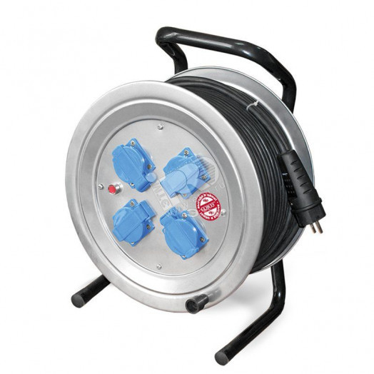 Удлинитель силовой ТМ Союз на металлической катушке 4 гнезда 3700 Вт с защитной крышкойкг IP-44 40м