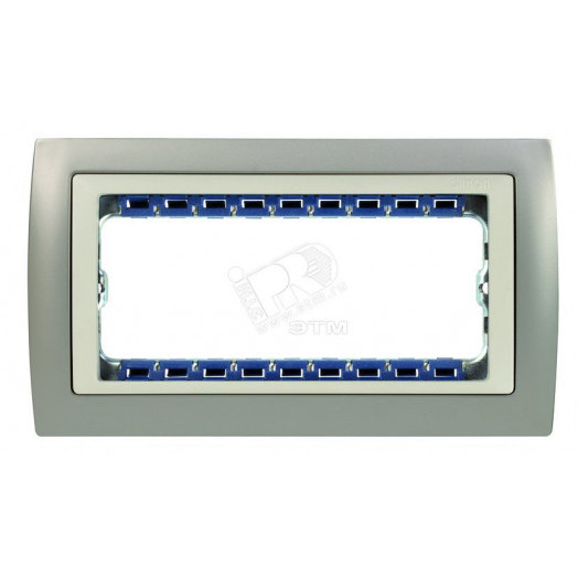 Рамка с суппортом на 8 узких модулей, S82C, алюминий - алюминий