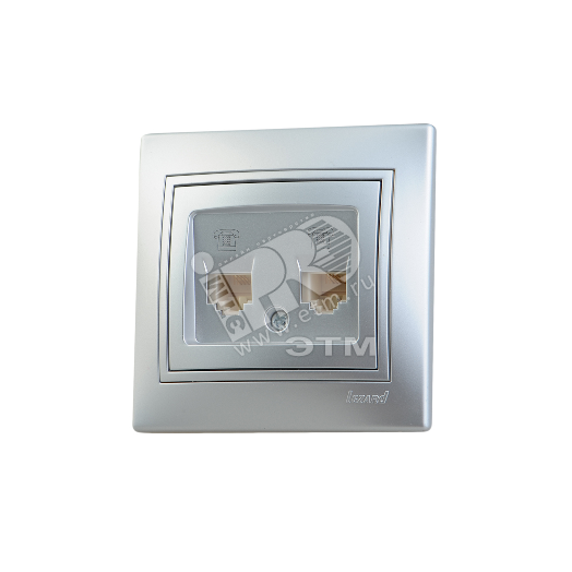 Мира Розетка RJ 11 х2 металлик серая с вставкой