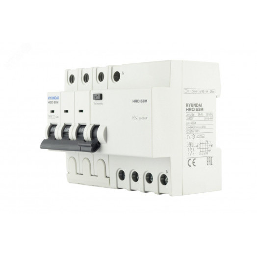 Дифференциальный автомат HRO63M 3NG4C0000C 00040G 3 полюса + нейтр., 40A ток, к.з. 6kA,30mA (STANDAR