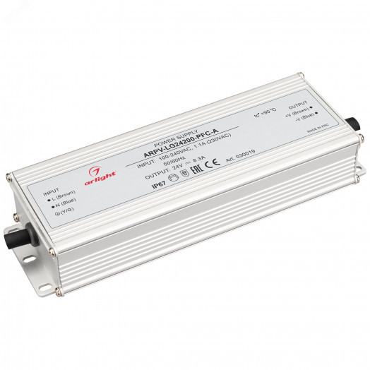 Блок питания ARPV-LG24200-PFC-A (24V, 8.3A, 200W) (ARL, IP67 Металл, 5 лет)