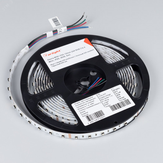 Лента LED MINI-F60-10mm 24V RGB (14.4 W/m, IP20, 3535, 5m) (ARL, Открытый)
