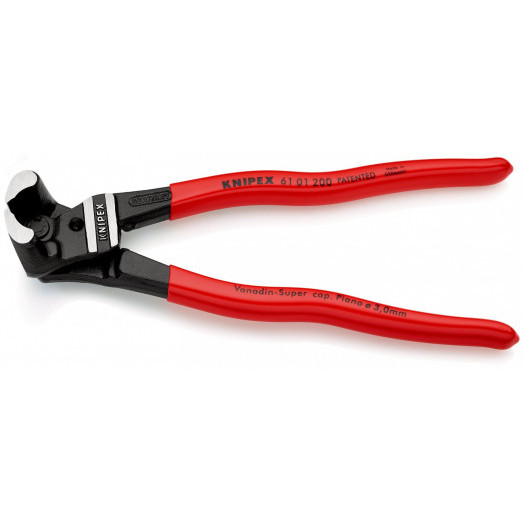 Болторез торцевый особой мощности резка - мягкая проволока 6мм проволока средней твердости 4мм твердая проволока 35мм рояльная струна (HRC 59) 3мм L=200мм 64HRC черный обливные рукоятки