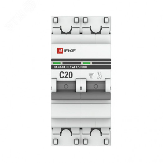 Автоматический выключатель 2P 20А (C) 6кА ВА 47-63 DC EKF PROxima