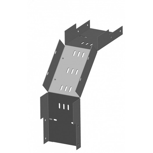 Лоток замковый перфорированный КСЗ 150х65-90 УТ1.5 для поворота трассы вниз на 90. оцинкованный лист(толщина покрытия 10 -18мкм)  S1.5