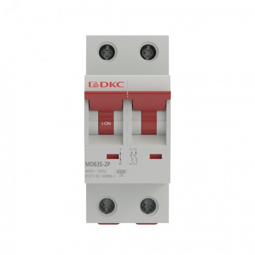 Выключатель автоматический двухполюсный 32А D MD63S-2PD32 4,5кА