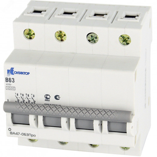 Выключатель автоматический четырехполюсный 2А С ВА47-063Про 4.5kA