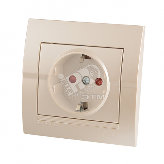 DERIY Розетка с защитой от детей ПБТ жемчужно-белая металлик