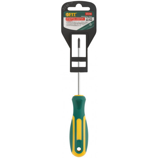 Отвертка ''Контур'', CrV сталь, прорезиненная ручка 3х75 мм РН0