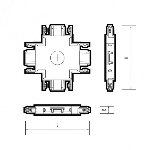 Коннектор черный X-обр. MTR16 CX-BL к низковольтному шинопроводу Jazzway