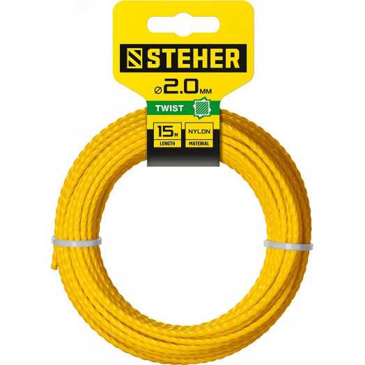 Леска для триммера витой квадрат, 2.0 мм, 15 м