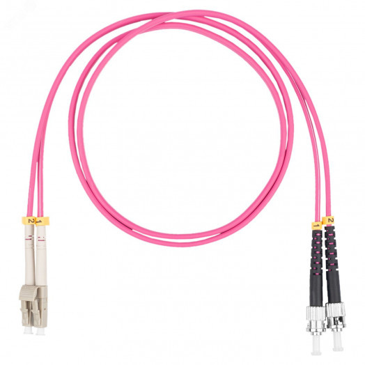 Шнур оптический коммутационный (патч-корд), LC-ST, дуплекс (duplex) OM4, нг(А)-HF, маджента, 3,0 м