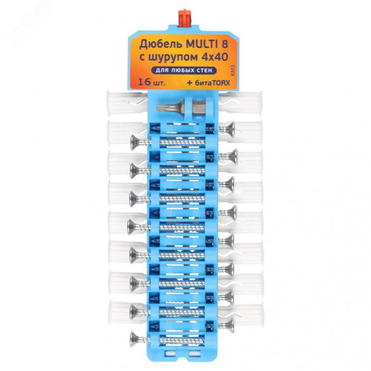 Дюбель Multi 8 нейлон с шурупом универсальным 4x40 (16 шт.)