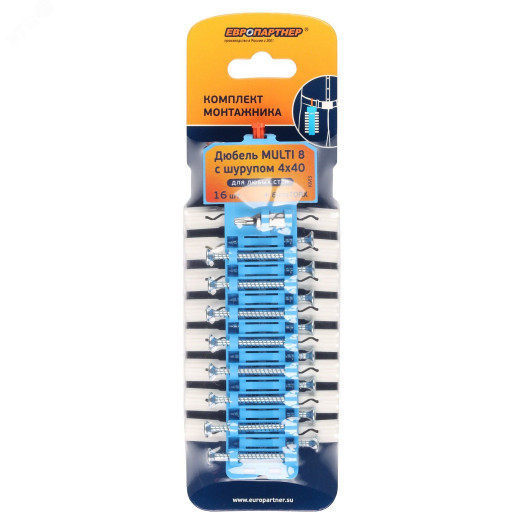 Дюбель Multi 8 нейлон с шурупом универсальным 4x40 (16 шт.)