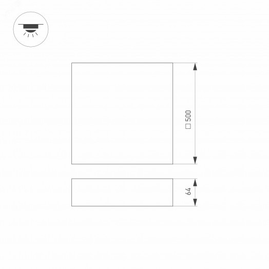 Светильник SP-QUADRO-S500x500-50W Day4000 (BK, 120 deg, 230V) (, IP40 Металл, 3 года)