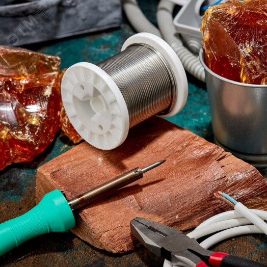 Припой ПОСу 95-5, 500г, 2мм, (олово 95%, сурьма 5%), бессвинцовый, ГОСТ 21931-76, катушка