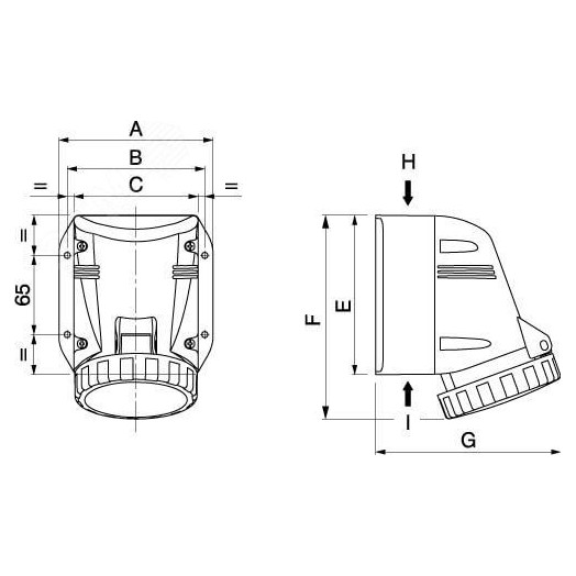 Розетка наружная IP67 32A 3P+E 400В