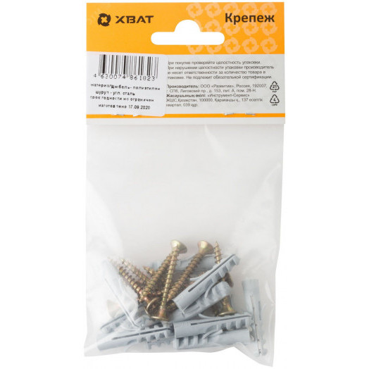 Крепление для плинтусов: дюбель с шурупом 6х30/4х30 (12шт)