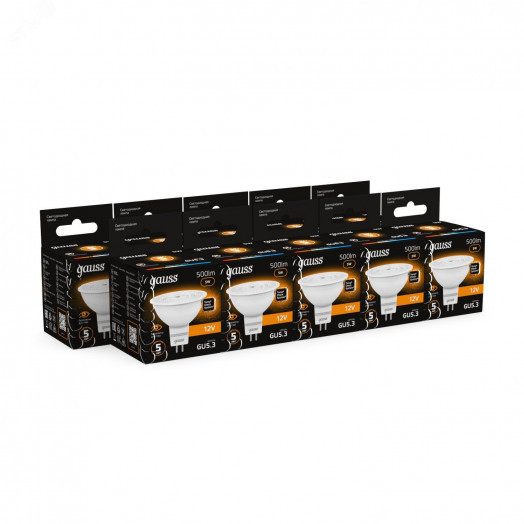 Лампа светодиодная LED 5 Вт 500 лм 3000К DC12В GU5.3 софит MR16 теплая Низковольтная Black Gauss
