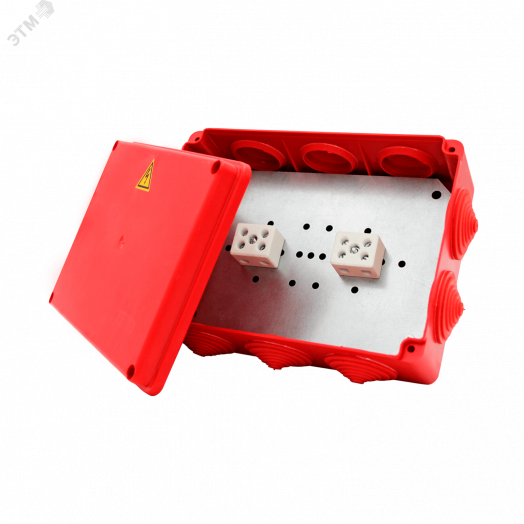 Коробка распределительная огнестойкая КРОПС-П5, IP54, габаритные размеры 190х140х70 мм, для кабелей сечением до 4 мм2, 16 клемм