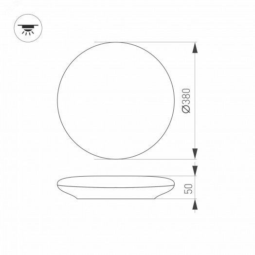 Светильник CL-FRISBEE-DIM-R380-25W Day4000-MIX (WH, 180 deg, 230V) (ARL, IP54 Пластик, 3 года)