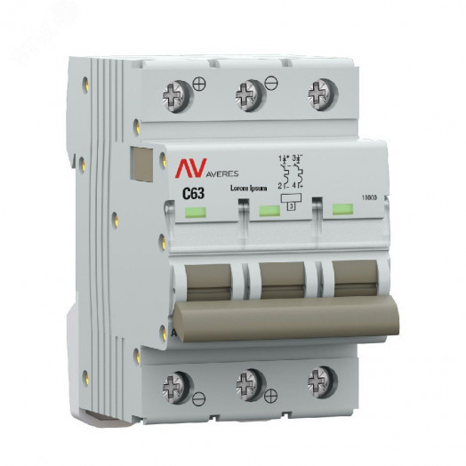 Выключатель автоматический AV-10 DC 3P 63A (C) 10kA AVERES