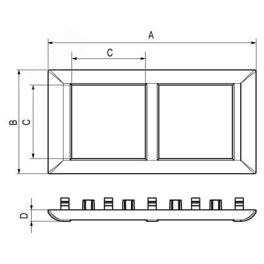 Avanti Рамка-суппорт  для In-liner Front серебристый металлик 2модуля