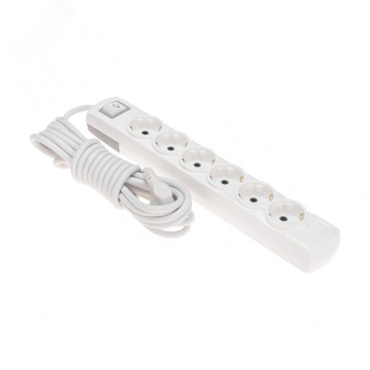 Удлинитель PREMIUM 6 гнезд, 5 м, 3х1,5 мм2, с/з, с выключателем, белый