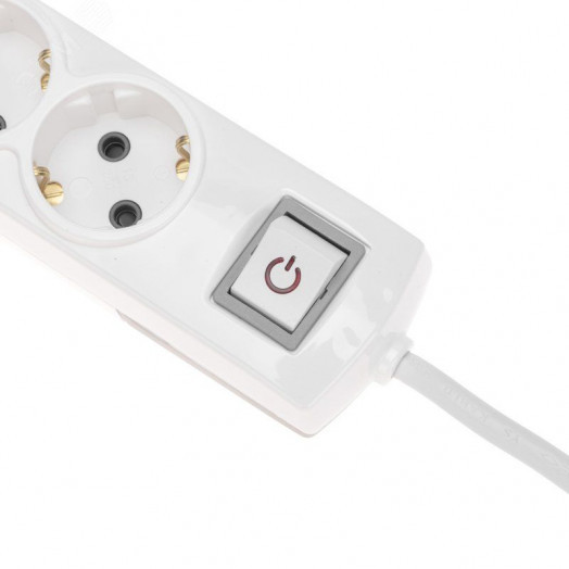 Удлинитель PREMIUM 6 гнезд, 5 м, 3х1,5 мм2, с/з, с выключателем, белый