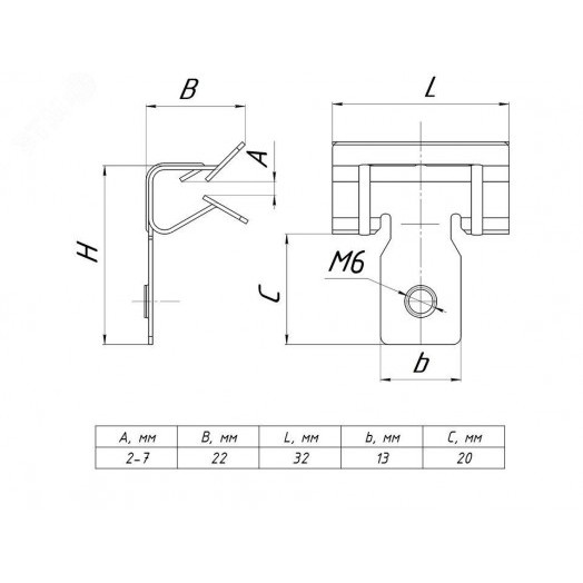 Зажим балочный 3-8мм с резьбой М6 PROxima