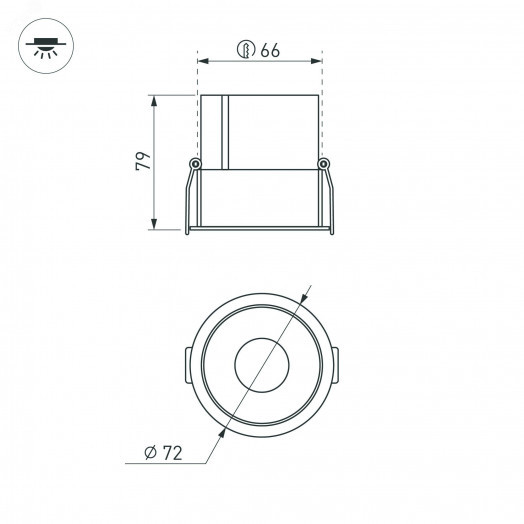 Светильник MS-ATLAS-BUILT-R72-20W Warm3000 (WH-BK, 30 deg, 230V) (, IP20 Металл, 5 лет)