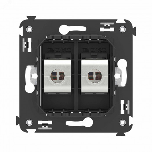 Avanti Компьютерная розетка RJ-45 без шторки в стену, кат.6 двойная экранированная,  Черный матовый