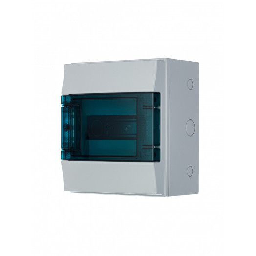 Щит распределительный навесной 8 модулей ЩРн-п-8 пластиковый Mistral65 серая прозрачная дверь с клеммами IP65 (65P08X12A)