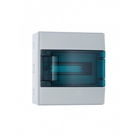 Щит распределительный навесной 8 модулей ЩРн-п-8 пластиковый Mistral65 серая прозрачная дверь с клеммами IP65 (65P08X12A)