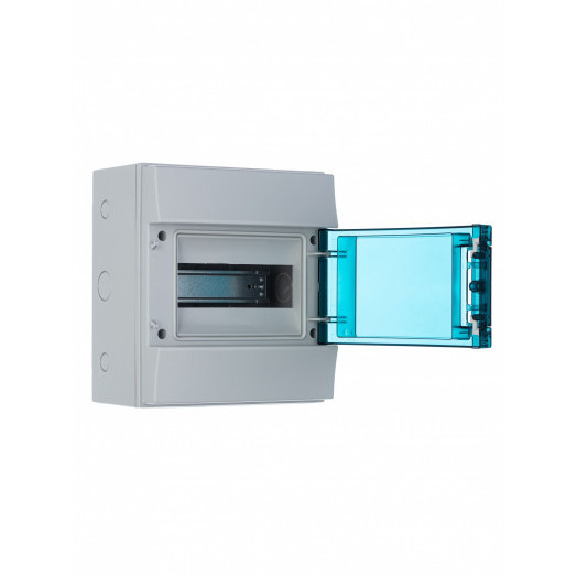 Щит распределительный навесной 8 модулей ЩРн-п-8 пластиковый Mistral65 серая прозрачная дверь с клеммами IP65 (65P08X12A)