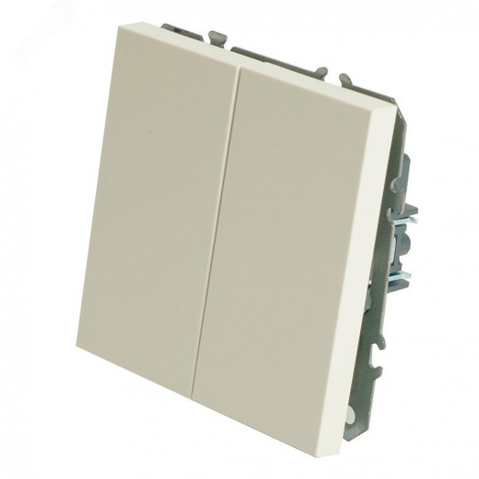 Выключатель 2-клавишный (механизм) 250В, 10А, серия Эмили,  белый фарфор, soft touch