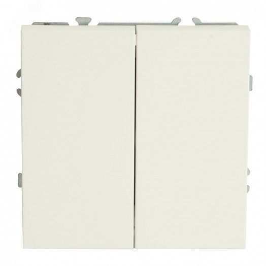 Выключатель 2-клавишный (механизм) 250В, 10А, серия Эмили,  белый фарфор, soft touch