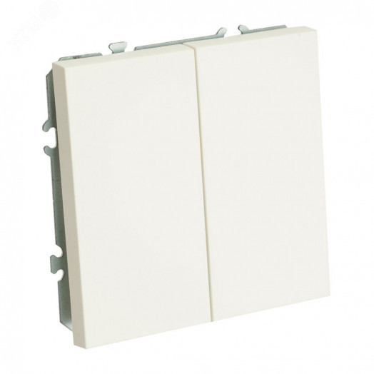 Выключатель 2-клавишный (механизм) 250В, 10А, серия Эмили,  белый фарфор, soft touch