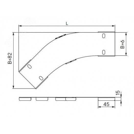 Крышка на угол горизонтальный 45 градусов 80, 1,2 мм, горячий цинк, в комплекте с крепежными элементами необходимыми для монтажа
