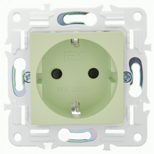 SKANDY Розетка с заземлением с защитными шторками 16А безвинтовое крепление SK-R06G мятный IEK