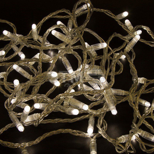 Гирлянда Нить 10 м, постоянное свечение, прозрачный ПВХ, 24В, тёплый белый