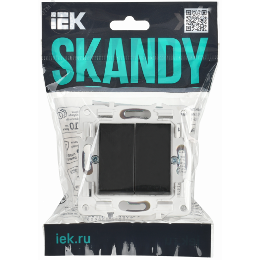 SKANDY Выключатель 2-клавишный проходной 10А SK-V05Bl черный IEK