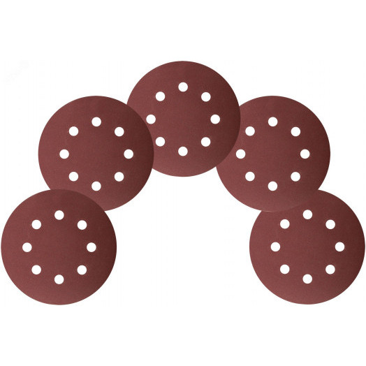 Круги шлифовальные с отверстиями (липучка), алюминий-оксидные, 125 мм, 5 шт Р 180