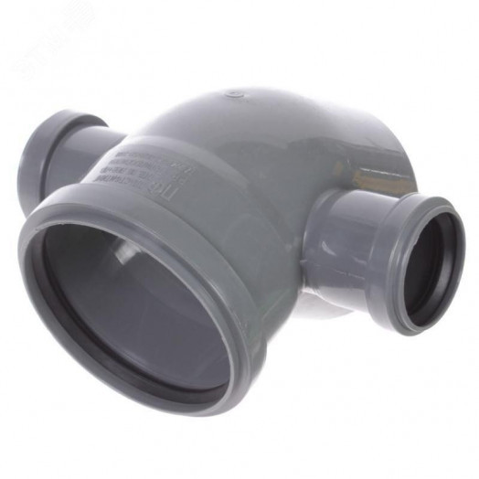 Отвод комбинированный канализационный с дополнительными входами слева и справа 110х90/50/50 Ростурпласт