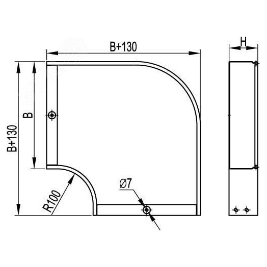 Угoл CPO 90 гoризoнтaльный 90 грaдусoв 100x50
