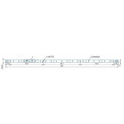 Модуль светодиодный LINE 500x11.6 AL1 3x7 Lumileds 2835 CRI80 3000K SMD2x2