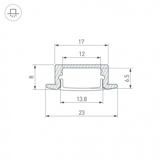 Профиль LINE-2308-F-2000 ANOD (Arlight, Алюминий)