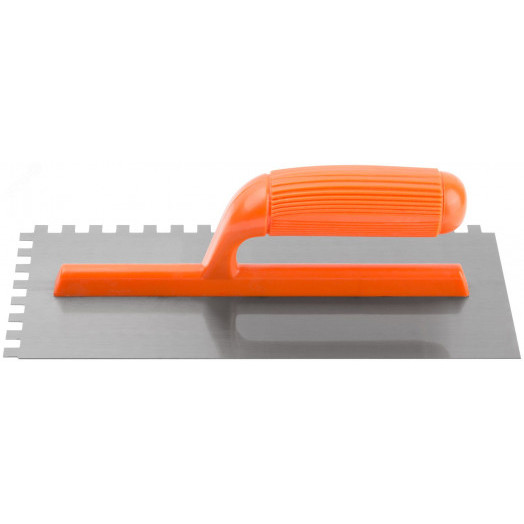Гладилка стальная с пластиковой ручкой, 280х130 мм зубчатая, зуб 8х8 мм