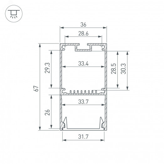 Профиль LINE-S-3667-2000 ANOD (Arlight, Алюминий)