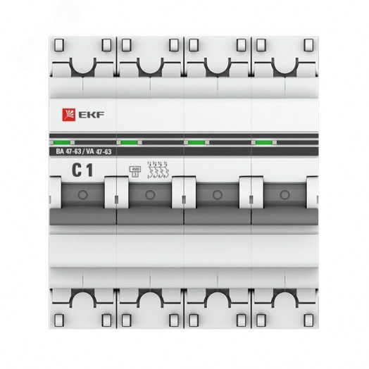 Выключатель автоматический четырехполюсный 1А С ВА47-63 4.5кА PROxima